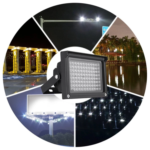 96 LED-es infravörös megvilágító lámpa éjjellátó kültéri vízálló CCTV biztonsági kamerához - Fekete
