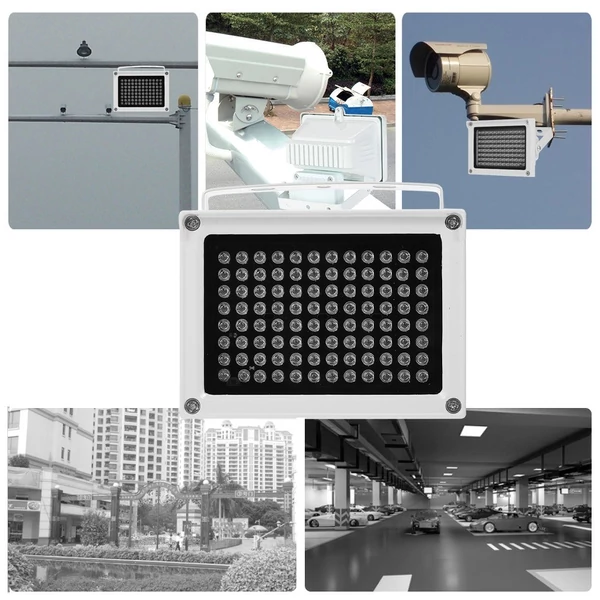 96 LED-es infravörös megvilágító lámpa éjjellátó kültéri vízálló CCTV biztonsági kamerához - Fehér