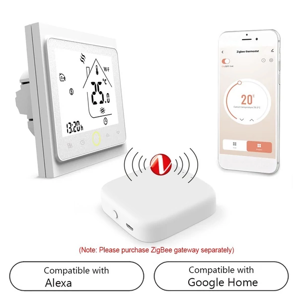 Tuya ZigBee3.0 intelligens termosztát 5A heti programozható hőmérséklet-szabályozó APP Hangvezérlés kompatibilis az Alexa/Google Home rendszerrel padlófűtéshez