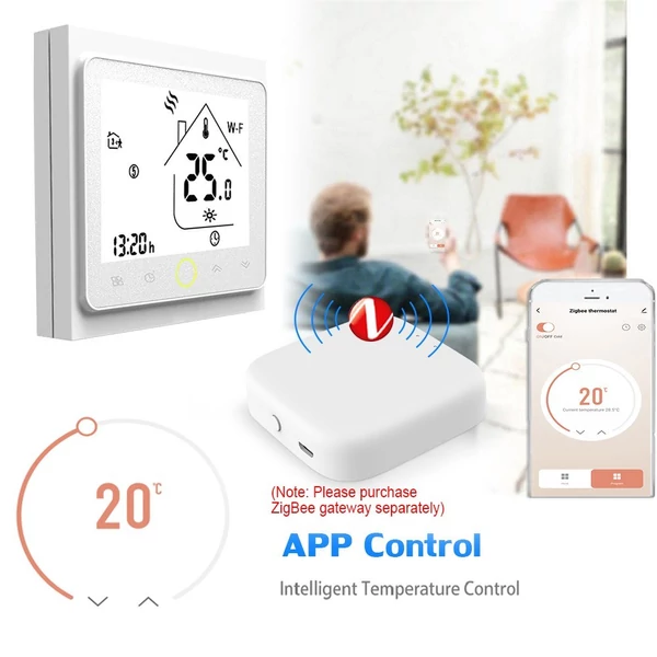 Tuya ZigBee3.0 intelligens termosztát 5A heti programozható hőmérséklet-szabályozó APP Hangvezérlés kompatibilis az Alexa/Google Home rendszerrel padlófűtéshez