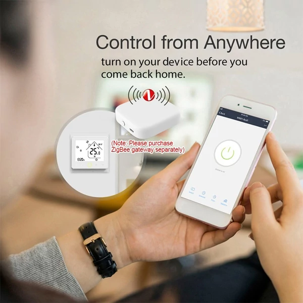 Tuya ZigBee3.0 intelligens termosztát 5A heti programozható hőmérséklet-szabályozó APP Hangvezérlés kompatibilis az Alexa/Google Home rendszerrel padlófűtéshez