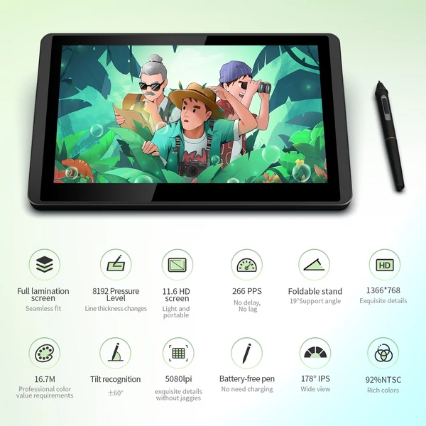Bisofice 11,6 hüvelykes 12HD-A H-IPS LCD grafikus rajztábla