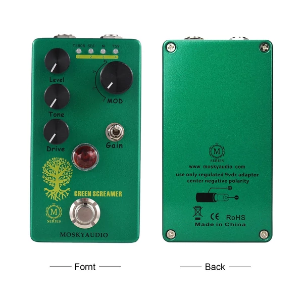 MOSKYAudio Booster/Overdrive gitár effekt pedál - GREEN SCREAMER