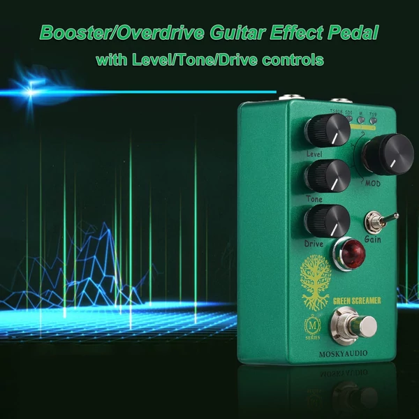 MOSKYAudio Booster/Overdrive gitár effekt pedál - GREEN SCREAMER