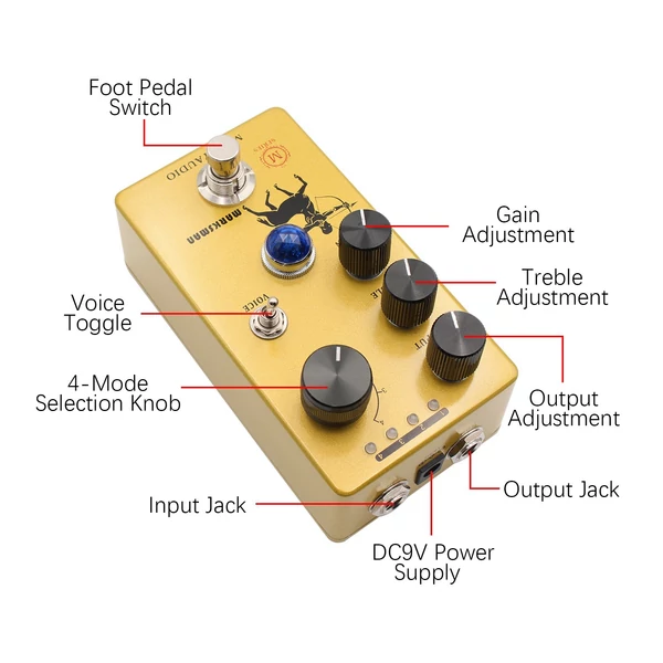 MOSKYAudio Overdrive/Előerősítő/Booster gitár effekt pedál - MARKSMAN