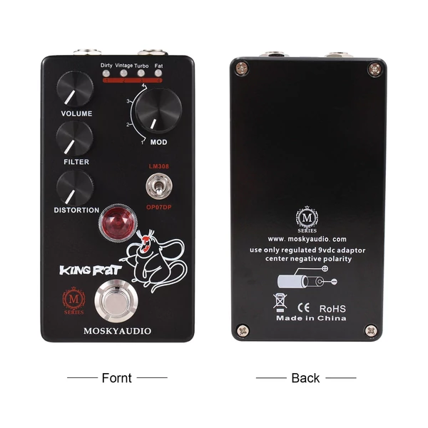 MOSKYAudio Fuzz Distortion Guitar Effekt pedál - KING RAT