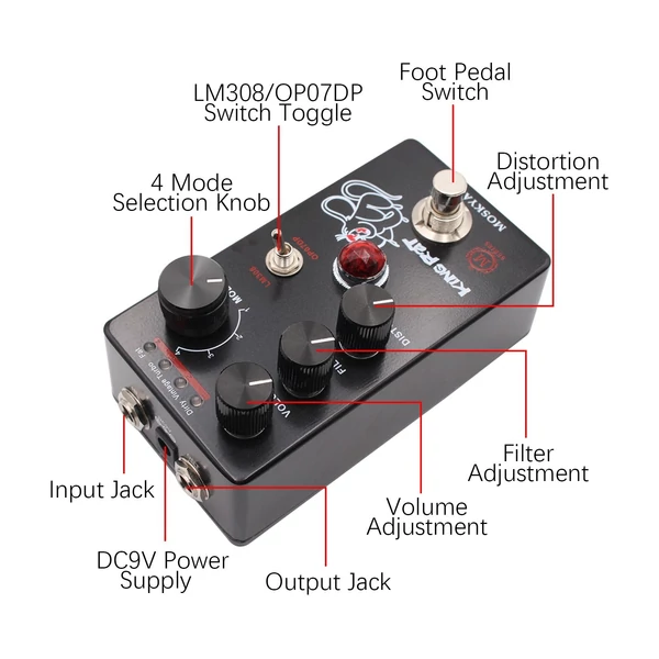 MOSKYAudio Fuzz Distortion Guitar Effekt pedál - KING RAT
