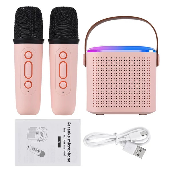 Y1 Mini Karaoke Machine hordozható mikrofon és hangdoboz készlet - Pink