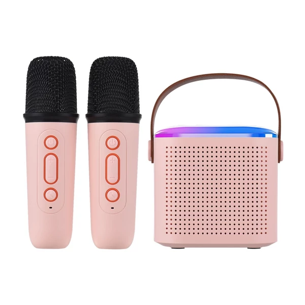 Y1 Mini Karaoke Machine hordozható mikrofon és hangdoboz készlet - Pink