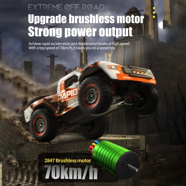 YDJ-D843-YW 2,4 GHz-es távirányítós, 70 km/h sebességű terepjáró, 4 kerékhajtású teherautó - 3 akkumulátor