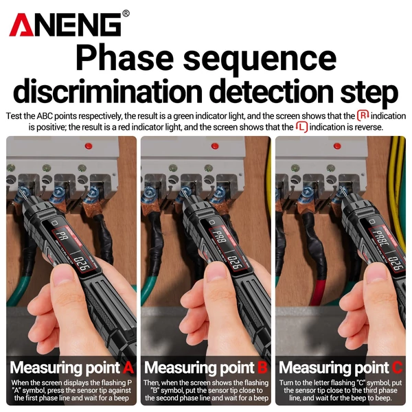 ANENG A3005A/B digitális intelligens professzionális multiméter érzékelő toll fázissorrend-vizsgáló AC feszültségmérő érintés nélküli feszültségmérő elektromos szerszám - Típus 4