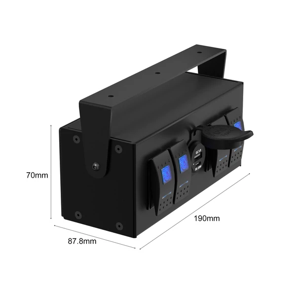 4 Gang Rocker billenőkapcsoló doboz 4 irányú USB gyorstöltő kék fény kapcsoló Kettős USB 4.8A 12/24V univerzális többfunkciós szerelődoboz lakókocsi kamion utánfutó jachthoz