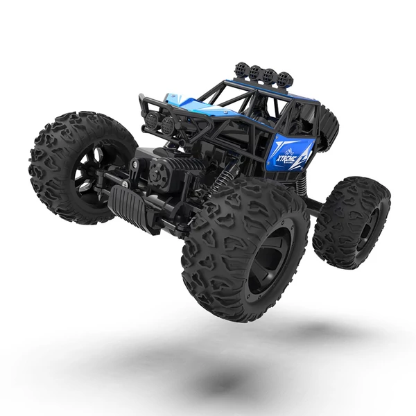 2,4 GHz-es 4WD terepfém ötvözetű mászóautó kettős vezérlési mód távirányítóval, karórával - Kék, 1 akkumulátor