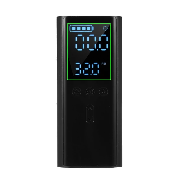 Hordozható légkompresszor vezeték nélküli USB autó motorkerékpár golyós gumiabroncshoz, felfújható automatikus kikapcsolás digitális nyomásmérő LED-lámpával