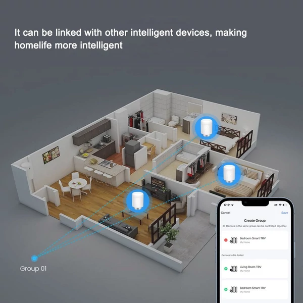 Tuya Zigbee intelligens vezeték nélküli alkalmazásvezérlő fűtési termosztát radiátorszelepek, amelyek kompatibilisek az Amazon Alexa Google Home termékkel (3 db)