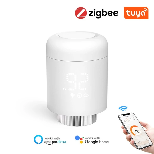 Tuya Zigbee intelligens vezeték nélküli alkalmazásvezérlő fűtési termosztát radiátorszelepek, amelyek kompatibilisek az Amazon Alexa Google Home termékkel (3 db)