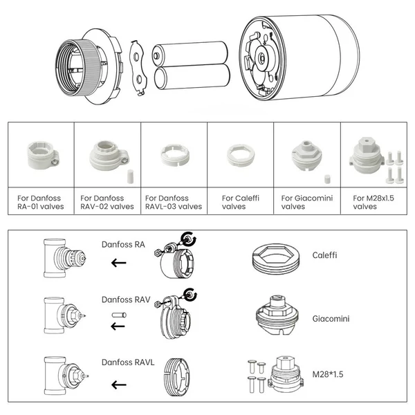 Tuya Zigbee termosztatikus radiátorszelepek Intelligens vezeték nélküli alkalmazásvezérlés + Tuya ZigBee3.0 vezeték nélküli intelligens otthoni átjáró, kompatibilis az Alexa Google Home programmal (4 db)