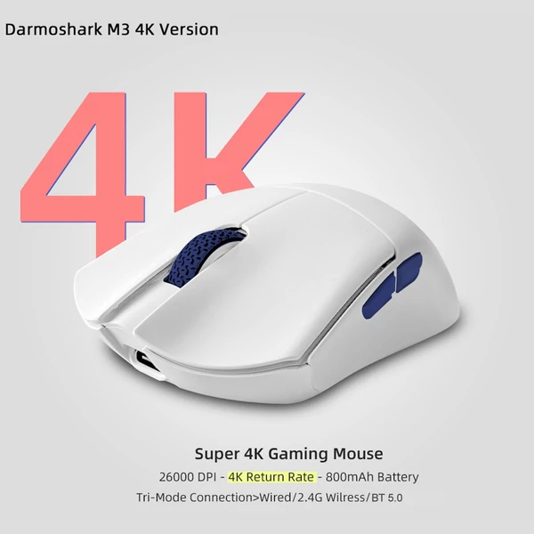 Darmoshark M3 4K vezeték nélküli BT5.0 vezetékes hárommódusú újratölthető játék 26000DPI TTC PAM3395 optikai e-sport egér - Sárga