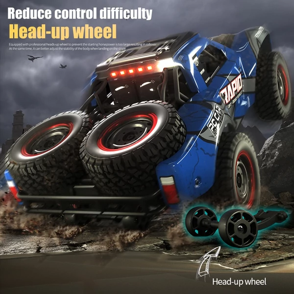 YDJ-D843-YW 2,4 GHz-es 4WD távirányítós 40km/h terepjáró teherautó - Kék, 3 akkumulátor