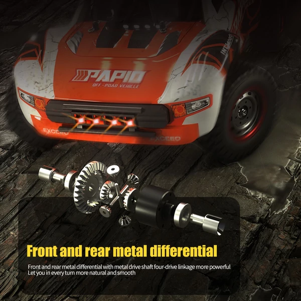 YDJ-D843-YW 2,4 GHz-es 4WD távirányítós 40km/h terepjáró teherautó - Piros, 2 akkumulátor