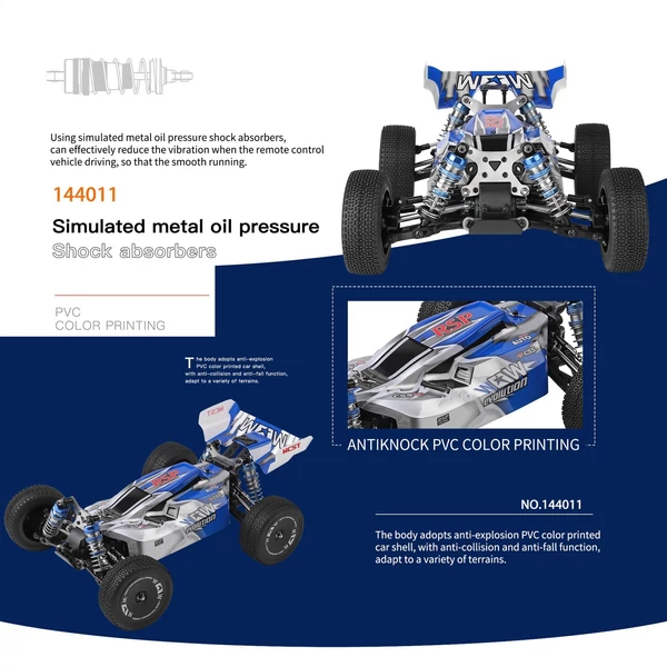 WLtoys 144011 távirányítós 1/14 2,4 GHz 65 KM/H sebesség 4WD terepjáró autó - 1 akkumulátor