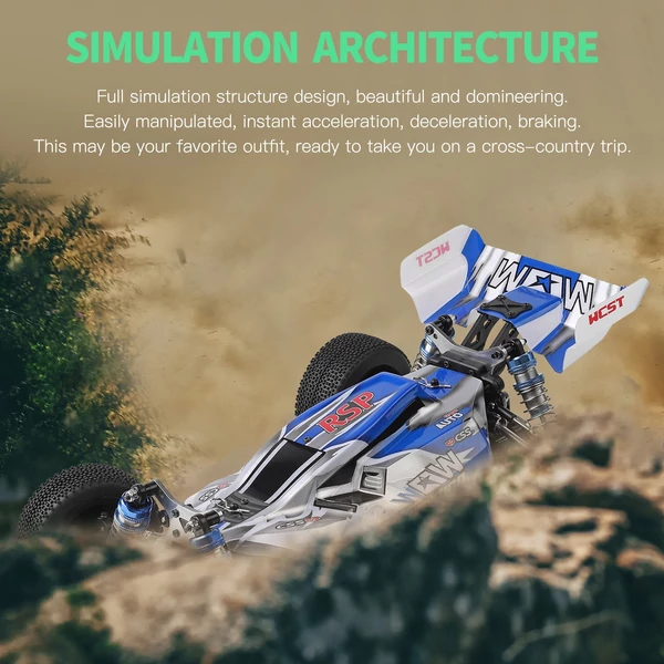 WLtoys 144011 távirányítós 1/14 2,4 GHz 65 KM/H sebesség 4WD terepjáró autó - 2 akkumulátor