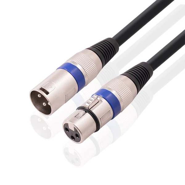 1,5 m XLR kábel DMX színpadi fénykábel 3 tűs apa-anya csatlakozós fekete PVC jack mikrofonkábel (10 db)