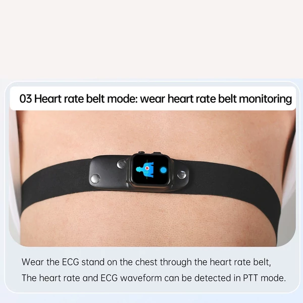 Intelligens sportóra Átfogó egészségmonitorozás Vércukor-EKG személyre szabott számlap, BT5.1 vízálló pulzusmérő glükóz monitor - Kék