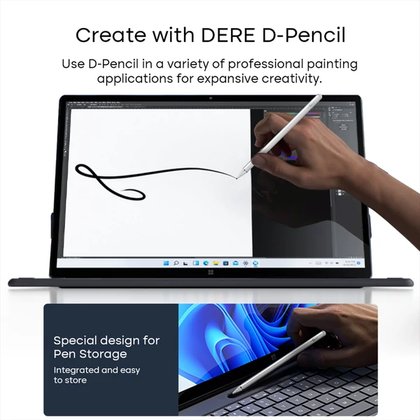 DERE 2 az 1-ben Tablet Laptop 2560*1600 Nagy tisztaságú felbontás teljes funkcionalitású USB CE porttal - 16G+1TB