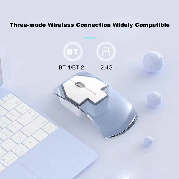 Gaming egér Hárommódú vezeték nélküli csatlakozás BT5.0 DPI 1600 Csendes kialakítás Hosszú akkumulátor-élettartam Ergonomikus kialakítás számítógéphez és laptophoz - Fekete