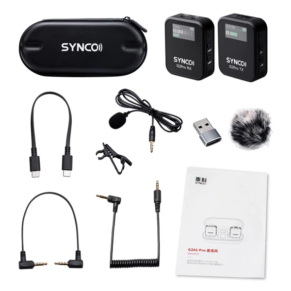 SYNCO G2A1 Pro vezeték nélküli mikrofonrendszer 1 vevővel és 1 mikrofonnal