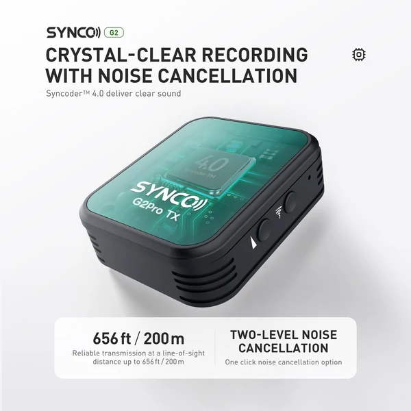 SYNCO G2A1 Pro vezeték nélküli mikrofonrendszer 1 vevővel és 1 mikrofonnal