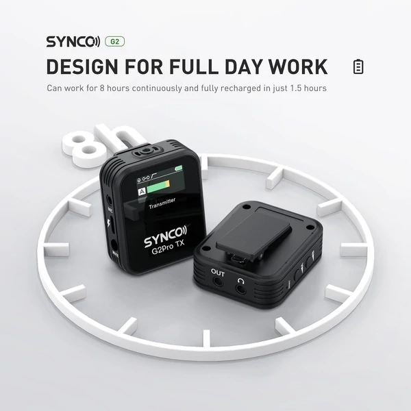 SYNCO G2A1 Pro vezeték nélküli mikrofonrendszer 1 vevővel és 1 mikrofonnal