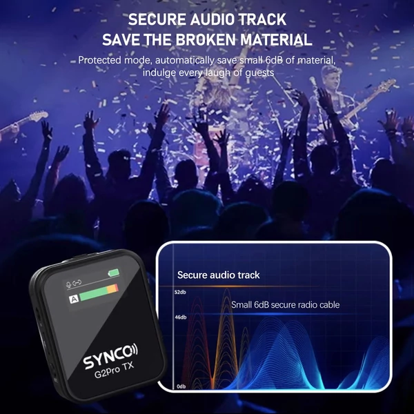 SYNCO G2A1 Pro vezeték nélküli mikrofonrendszer 1 vevővel és 1 mikrofonnal