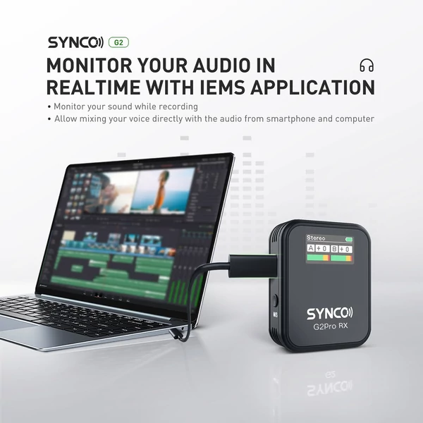 SYNCO G2A1 Pro vezeték nélküli mikrofonrendszer 1 vevővel és 2 mikrofonnal