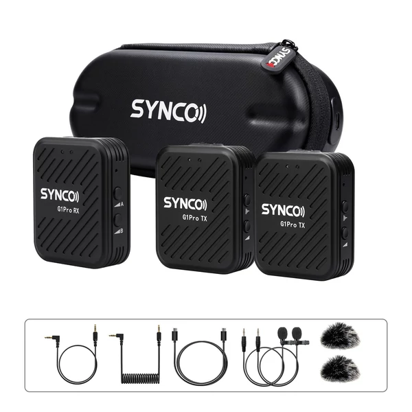 SYNCO G1A1 Pro vezeték nélküli mikrofonrendszer 1 vevővel és 2 mikrofonnal