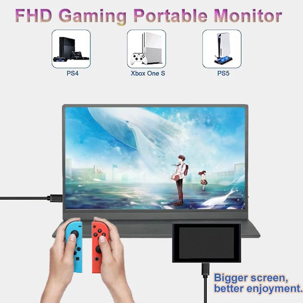 15,6 hüvelykes hordozható FHD IPS bővítőképernyő laptophoz, PC-hez, MAC-hoz, XBOX-hoz, PS3/PS4/PS5 eszközhöz mágneses borítással