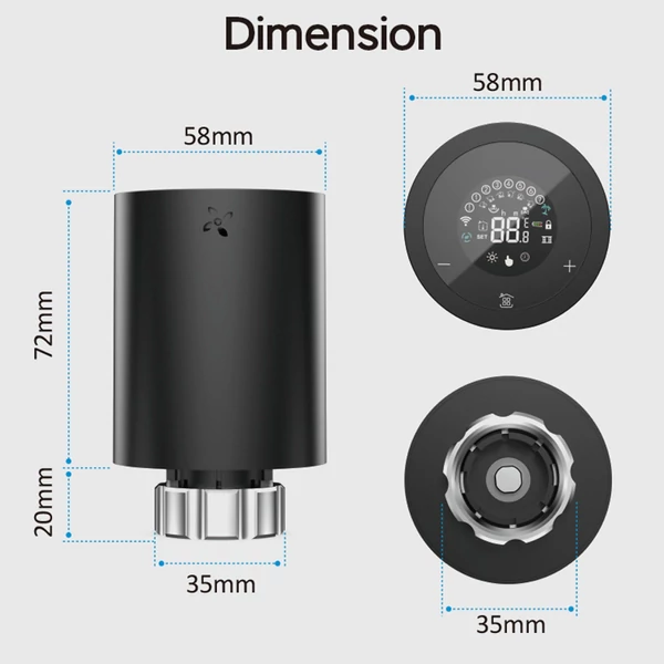 Intelligens termosztatikus radiátorszelep - Fekete