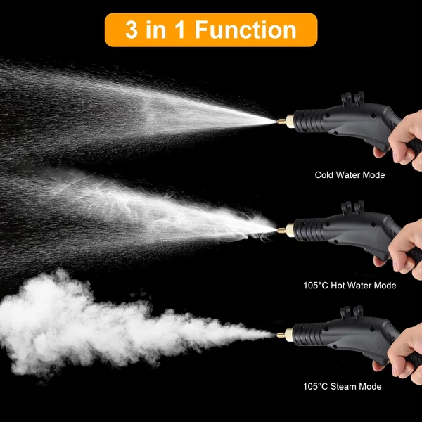 1800 W-os kézi gőztisztító otthoni használatra, 4 literes kapacitású, magas hőmérsékletű, gyors felfűtés, 5 bar magas nyomás, hangutasítással