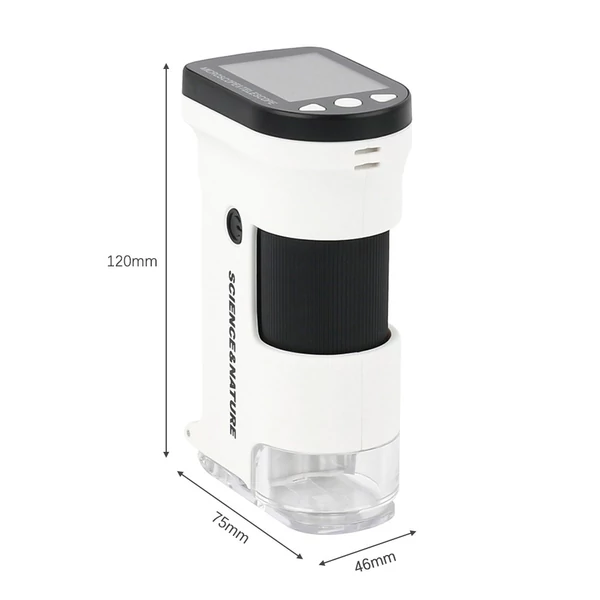 Kézi digitális USB mikroszkóp 12M felbontású 1080P FHD támogatás 64GB TF kártya 2,0 hüvelykes LCD képernyővel növények, rovarok, kövek megfigyeléséhez