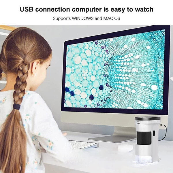 Kézi digitális USB mikroszkóp 12M felbontású 1080P FHD támogatás 64GB TF kártya 2,0 hüvelykes LCD képernyővel növények, rovarok, kövek megfigyeléséhez