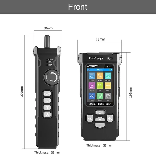 NOYAFA NF-8506 LCD digitális hálózati kábeltesztelő, újratölthető hálózati vonalkereső, többfunkciós vezetékkövető