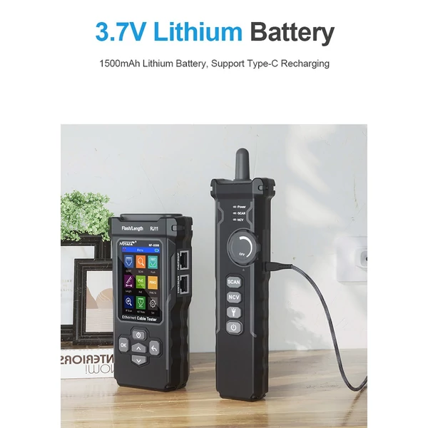NOYAFA NF-8506 LCD digitális hálózati kábeltesztelő, újratölthető hálózati vonalkereső, többfunkciós vezetékkövető