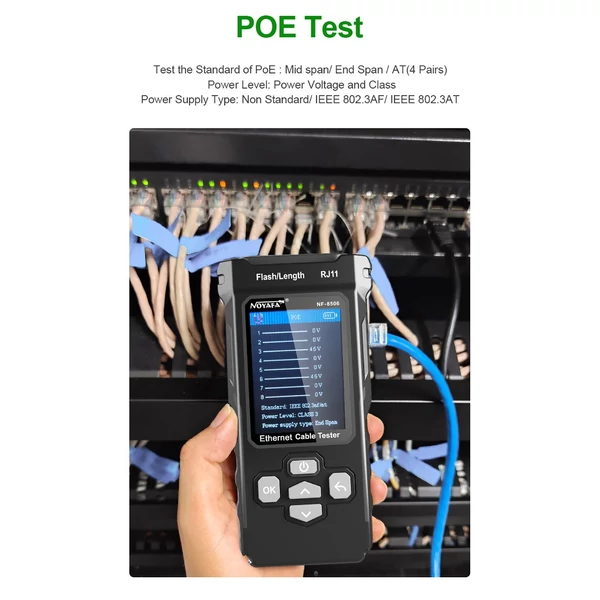 NOYAFA NF-8506 LCD digitális hálózati kábeltesztelő, újratölthető hálózati vonalkereső, többfunkciós vezetékkövető