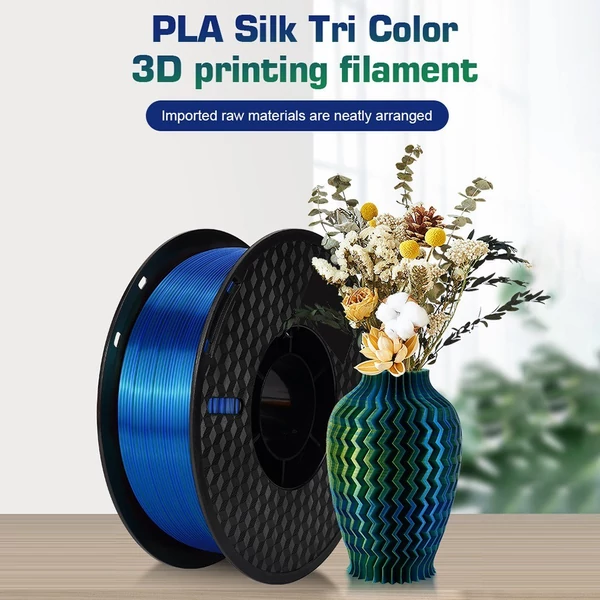 KINGROON 3D nyomtató PLA filament 1 kg 1,75 mm háromszínű selyem - Piros zöld kék