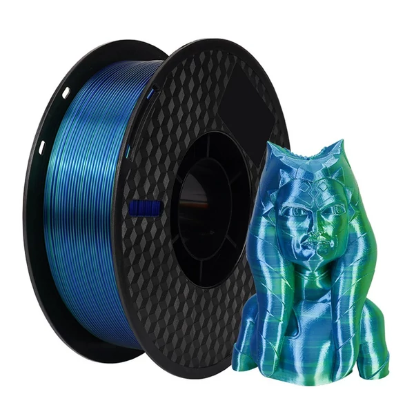 KINGROON 3D nyomtató PLA filament 1 kg 1,75 mm háromszínű selyem - Zöld és kék