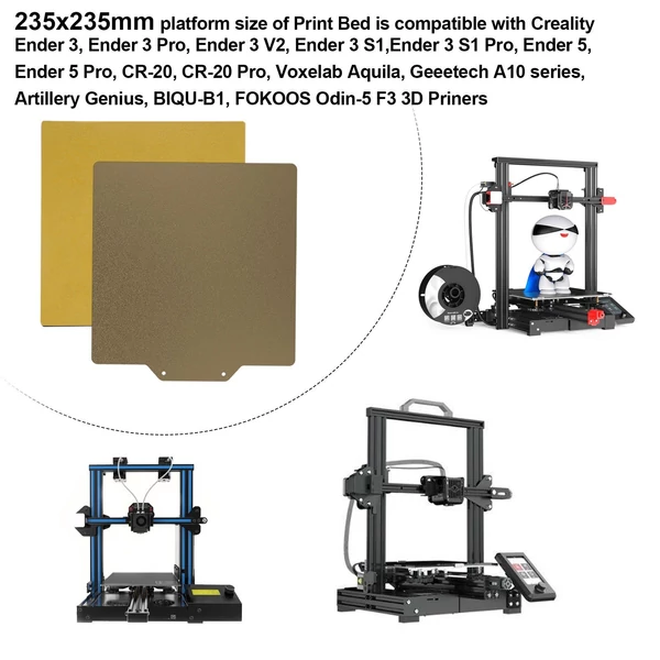 3D nyomtató PEI lapnyomtató ágy + Mágneses matrica Rugalmas eltávolítható rugós acél építési felület öntapadó hátlappal 235x235mm