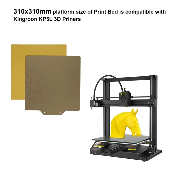 3D nyomtató PEI lapnyomtató ágy + Mágneses matrica Rugalmas eltávolítható rugós acél építési felület öntapadó hátlappal 310x310mm