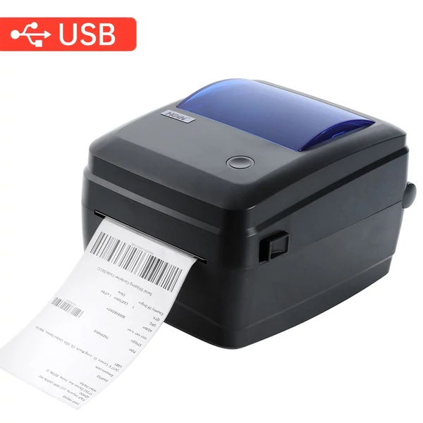 Asztali szállítási címkenyomtató Közvetlen hőnyomtatás USB-csatlakozás 1D/2D vonalkód támogatás 230 mm-es papírszélesség belső papírtálcával - Szürke