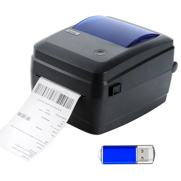 Asztali szállítási címkenyomtató Közvetlen hőnyomtatás USB-csatlakozás 1D/2D vonalkód támogatás 230 mm-es papírszélesség belső papírtálcával - Szürke